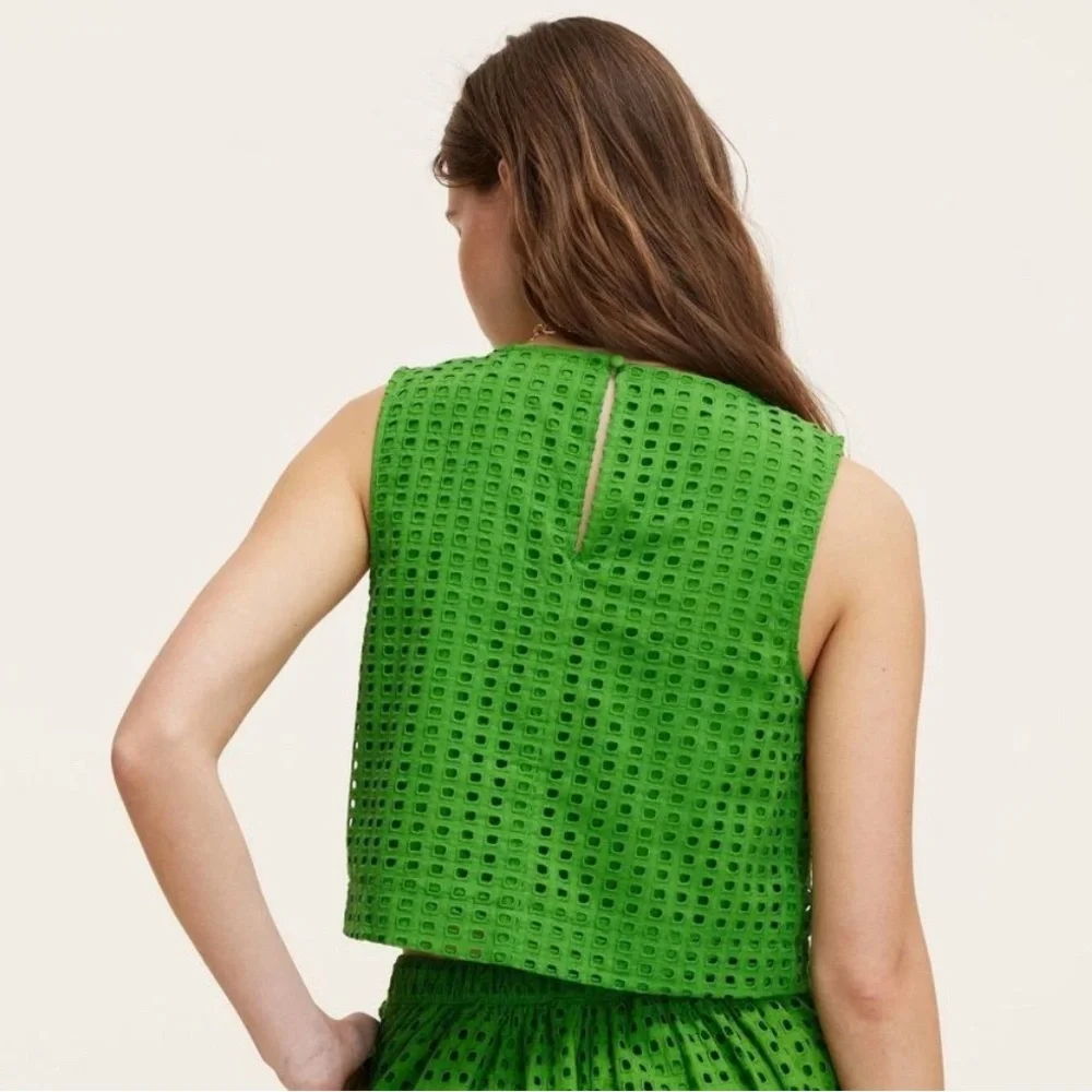 kate spade Vibrant Green Eyelet Sleeveless Tank